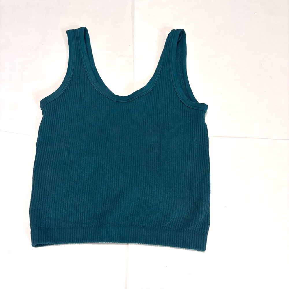 54 Teal Ribbed Cropped Tank Top - Picture 4 of 4